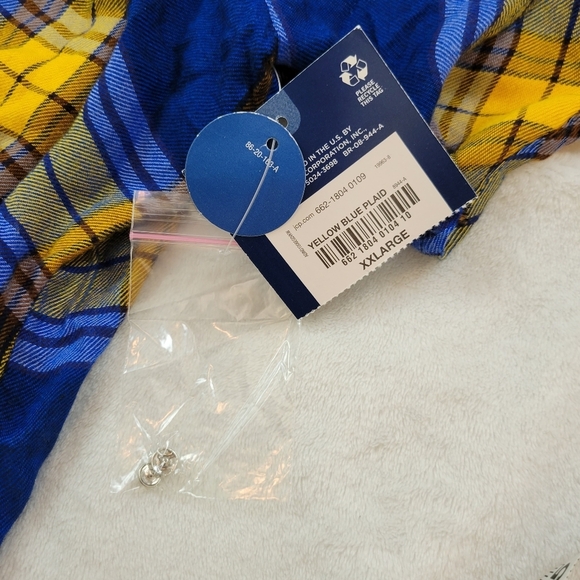 Arizona Jean Co Yellow & Blue Plaid Wrap Tie Shirt xxl - Picture 9 of 9